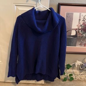 Chicos Blue Wide Neck Turtle Neck sweater